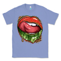 Colony Blue watermelon lips with leopard Classic Tee - texasbilliewilder