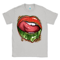 Moon Dust watermelon lips with leopard Classic Tee - texasbilliewilder
