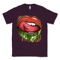 Plum watermelon lips with leopard Classic Tee - texasbilliewilder