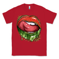 Red watermelon lips with leopard Classic Tee - texasbilliewilder