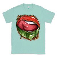 Seafoam watermelon lips with leopard Classic Tee - texasbilliewilder