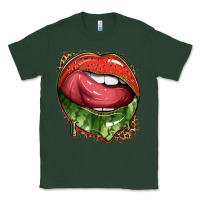 Sports Green watermelon lips with leopard Classic Tee - texasbilliewilder