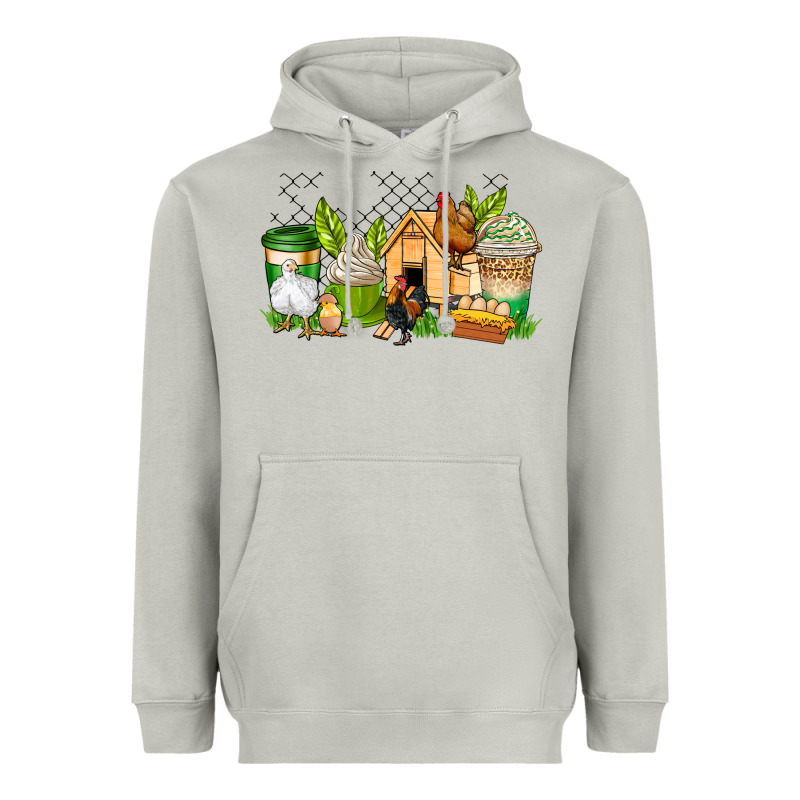 Chicken Coffee Cups Heavyweight Hoodie by AdoDesignShop | Teevron