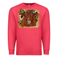 Cardinal red angus cowhide sunflower Premium Sweatshirt - JahusDesignShop