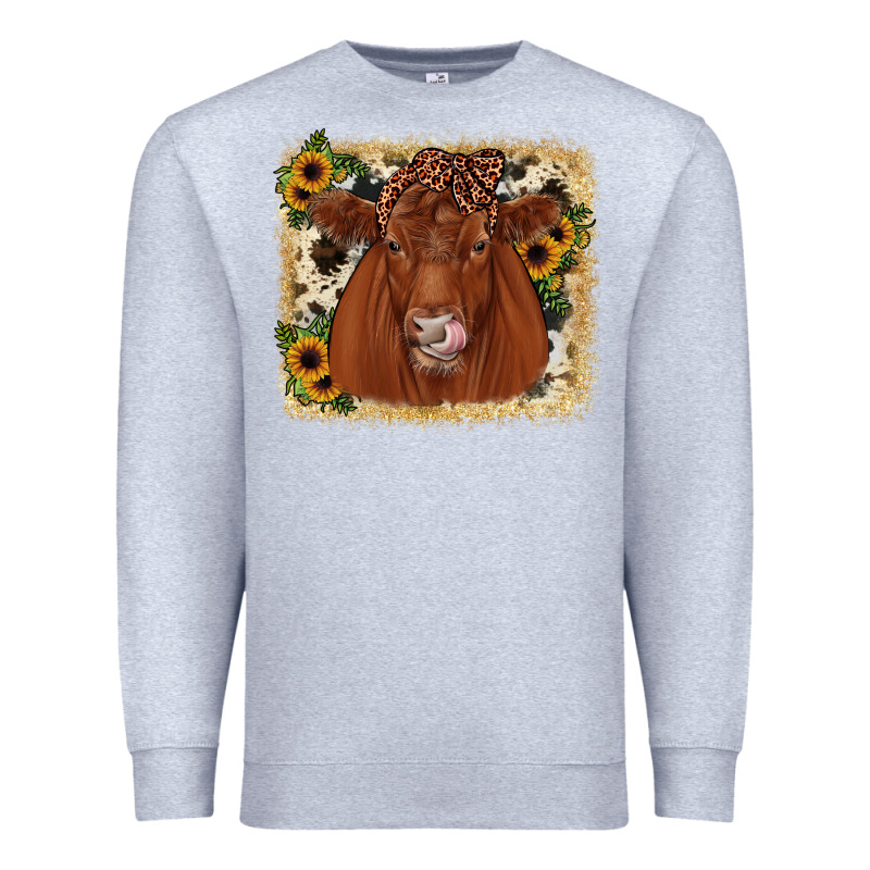 Red Angus Cowhide Sunflower Premium Sweatshirt by JahusDesignShop | Teevron