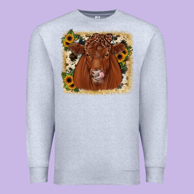 Red Angus Cowhide Sunflower Premium Sweatshirt Designed By Jahusdesignshop