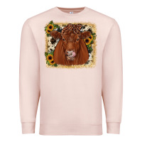 Pale Pink red angus cowhide sunflower Premium Sweatshirt - JahusDesignShop