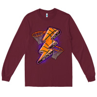 Burgundy basketball lightning bolt Long Sleeve Tee - Zillion Design Studio
