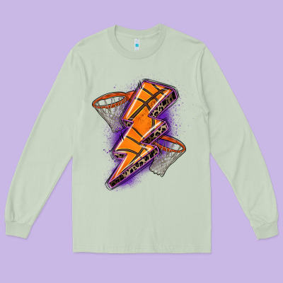 Basketball Lightning Bolt Long Sleeve Tee Designed By Zillion Design Studio
