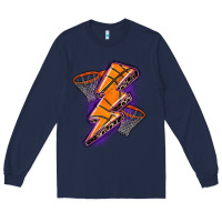 Navy basketball lightning bolt Long Sleeve Tee - Zillion Design Studio