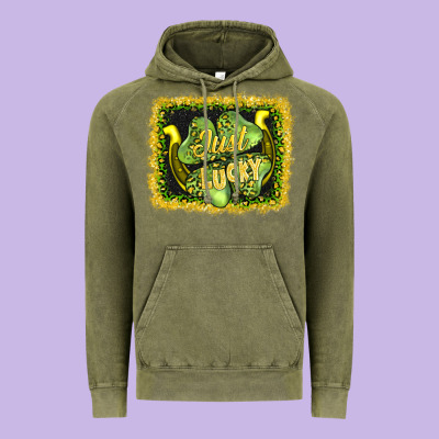 Just Lucky Vintage Hoodie Designed By Adodesignshop