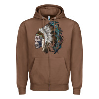 Chestnut skull with indian headdress Zipper Hoodie - RanaPortraitStore