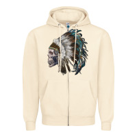 Sandshell skull with indian headdress Zipper Hoodie - RanaPortraitStore