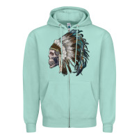 Seafoam skull with indian headdress Zipper Hoodie - RanaPortraitStore