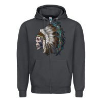 Smoke skull with indian headdress Zipper Hoodie - RanaPortraitStore