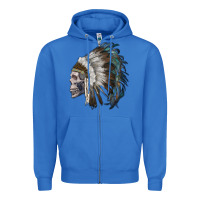 True Royal skull with indian headdress Zipper Hoodie - RanaPortraitStore