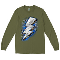 Army Green volleyball lightning bolt Long Sleeve Tee - Zillion Design Studio