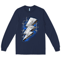 Navy volleyball lightning bolt Long Sleeve Tee - Zillion Design Studio
