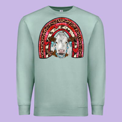 Valentines Simmental  Rainbow Premium Sweatshirt Designed By Jahusdesignshop