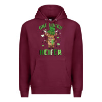 Burgundy one lucky heifer Premium Hoodie - MaliasSmallBusiness