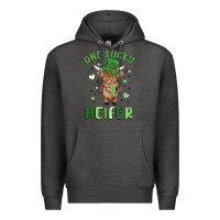 Charcoal Heather one lucky heifer Premium Hoodie - MaliasSmallBusiness