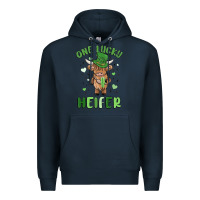 Navy one lucky heifer Premium Hoodie - MaliasSmallBusiness