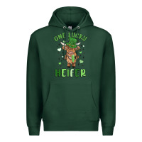 Sports Green one lucky heifer Premium Hoodie - MaliasSmallBusiness