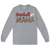 Heather Grey baseball mama Long Sleeve Tee - texasbilliewilder