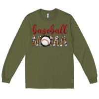 Army Green baseball mama with leopard Long Sleeve Tee - texasbilliewilder