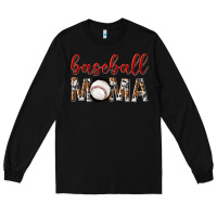 Black baseball mama with leopard Long Sleeve Tee - texasbilliewilder