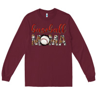 Burgundy baseball mama with leopard Long Sleeve Tee - texasbilliewilder