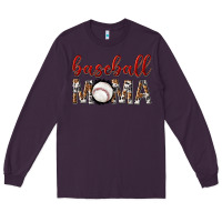 Plum baseball mama with leopard Long Sleeve Tee - texasbilliewilder