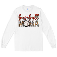White baseball mama with leopard Long Sleeve Tee - texasbilliewilder