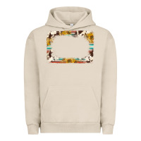 Pigment French Oak western serape sunflower background frame Urban Hoodie - NancyCooperArtShop