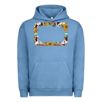 Pigment Pebble Blue western serape sunflower background frame Urban Hoodie - NancyCooperArtShop