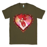 Army Green valentine's day rooster with leopard heart Classic Tee - RanaPortraitStore