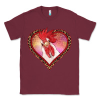 Burgundy valentine's day rooster with leopard heart Classic Tee - RanaPortraitStore