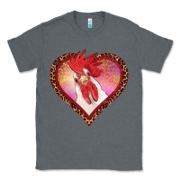 Charcoal Heather valentine's day rooster with leopard heart Classic Tee - RanaPortraitStore
