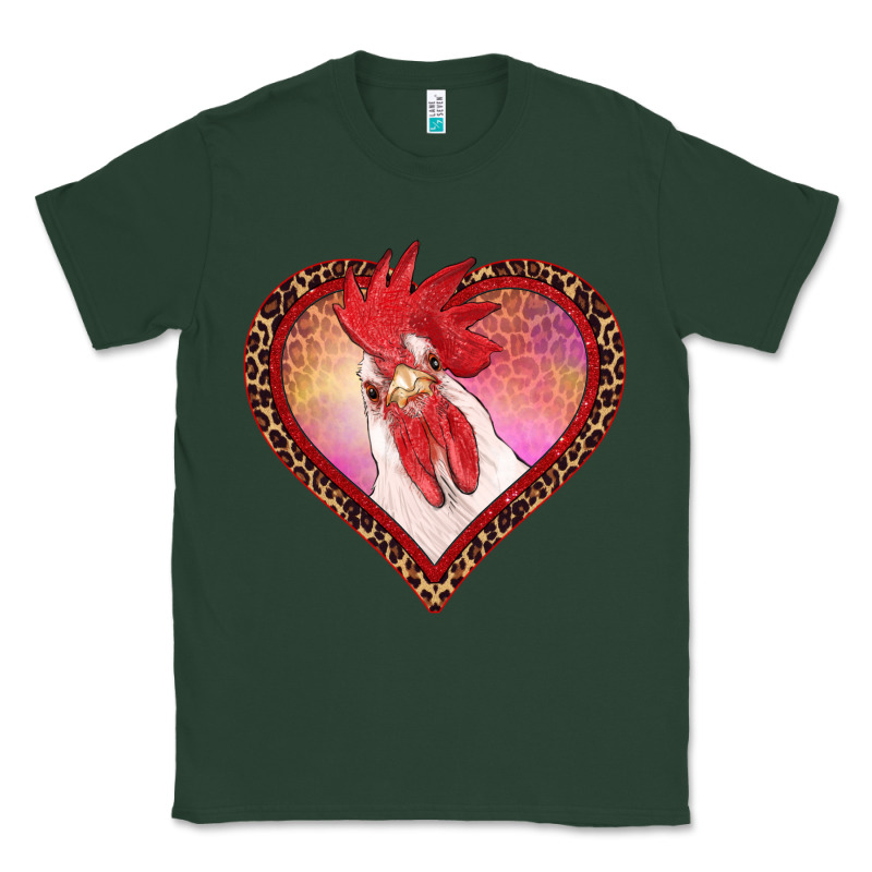 Valentine's Day Rooster With Leopard Heart Classic Tee by RanaPortraitStore | Teevron