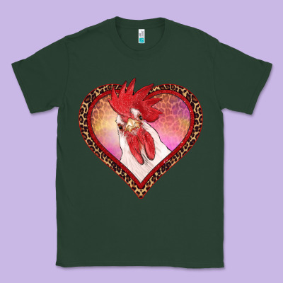 Valentine's Day Rooster With Leopard Heart Classic Tee Designed By Ranaportraitstore