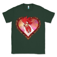 Sports Green valentine's day rooster with leopard heart Classic Tee - RanaPortraitStore