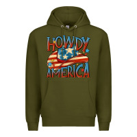Army Green howdy america Premium Hoodie - MaliasSmallBusiness