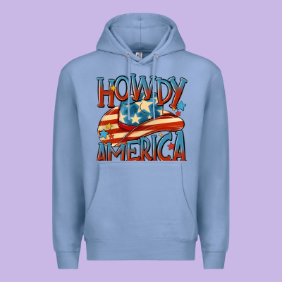 Howdy America Premium Hoodie Designed By Maliassmallbusiness