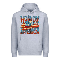 Heather Grey howdy america Premium Hoodie - MaliasSmallBusiness