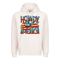 Pale Pink howdy america Premium Hoodie - MaliasSmallBusiness