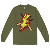Army Green softball lightning bolt Long Sleeve Tee - Zillion Design Studio