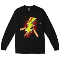 Black softball lightning bolt Long Sleeve Tee - Zillion Design Studio