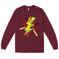 Burgundy softball lightning bolt Long Sleeve Tee - Zillion Design Studio