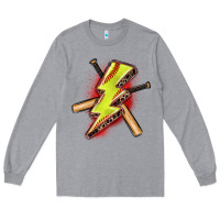 Heather Grey softball lightning bolt Long Sleeve Tee - Zillion Design Studio