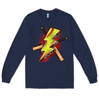Navy softball lightning bolt Long Sleeve Tee - Zillion Design Studio